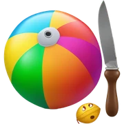 A deflating beach ball with a knife stuck to it  sticker