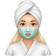 Lady with face mask spa beauty full face relaxing sticker