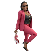 smiling girl in formal attire sticker