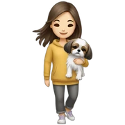 girl carrying happy Shih Tzu sticker