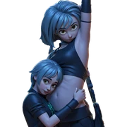 girls in a playful embrace sticker