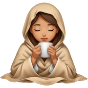 girl inside a blanket sipping coffee eyes closed sticker