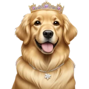 Golden Retriever wearing dress and tiara sticker