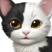Black and white kitten hugging a white tabby kitten sticker