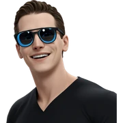 smiling boy in black shirt sticker