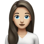 Brunette girl with long hair and blue eyes sticker