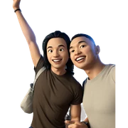 boys smiling outdoors at night sticker