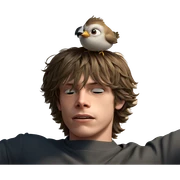 boy with bird on head sticker