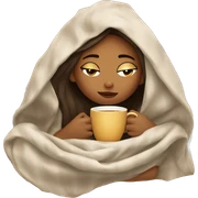 girl inside a blanket sipping coffee eyes closed sticker