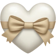 white heart with beige bow sticker