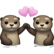 2 otters holding hands swimming  sticker
