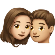 Girl with brown hair kissing a boy with brown hair sticker