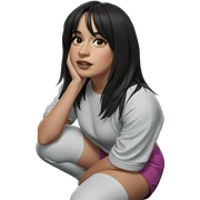 squatting girl in shorts sticker