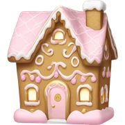 light pink and gold and white gingerbread house sticker