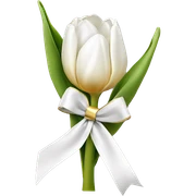 White tulip gold ribbon ￼￼￼ sticker