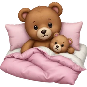 Happy Brown teddy bear cuddling with a light pink teddy bear in bed sticker