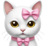 White cat with pink bow  sticker