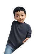 boy with black hair and plant sticker
