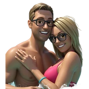 couple enjoying water fun sticker