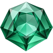 hyperrealistic, detailed, emerald gemstone,  displayed in a hexagonal crystal structure, the background to be transparent  sticker