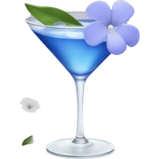 Periwinkle cocktail with white flower sticker