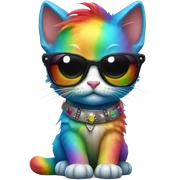 A cute rainbow kitten with a mohawk and sunglasses sticker