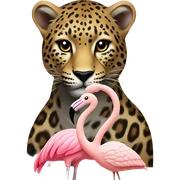 Leopard with flamingo  sticker