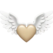 beige heart with white angel wings sticker