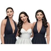 smiling girls in elegant dresses sticker