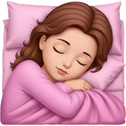 Girl sleep, pink sheets, brown hair sticker