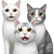 two white and one gray cat 3 cats sticker