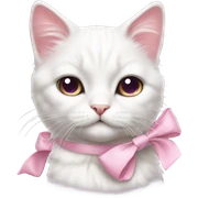 realistic white cat cute pink bow sticker