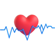 3D heart with blue and red ECG pulse line sticker