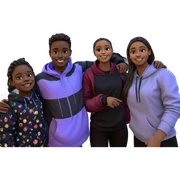 smiling girl with boys outdoors sticker