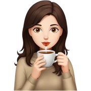 brunette girl drinks coffee sticker