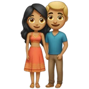 short Indian girlfriend kissing her caucasian boyfriend sticker