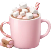 Light Pink mug of hot chocolate with marshmallows  sticker