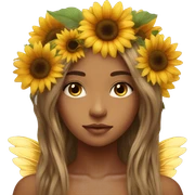 big wings, sunflower, Beautiful, fairy, gold, brown, long hair sticker