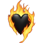 Black heart on fire sticker