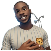 smiling boy in striped shirt sticker