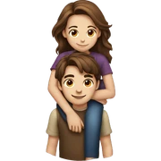 Girl with brown hair hugging boy with brown hair sticker