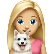 Blonde girl blue eyes holding spitz  sticker