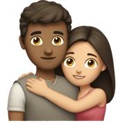 Brunette couple hugging intimately  sticker
