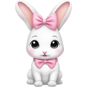 Baby bunny with coquette bow on ear sticker