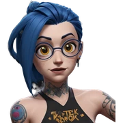 blue-haired jinx with tattoos sticker