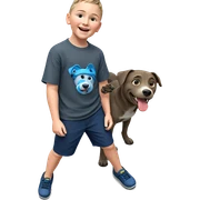 happy boy with dog outdoors sticker