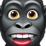 Gorilla with very long eyelashes and very big red lips hold lipgloss next to its head sticker