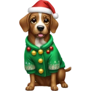 Dog wearing a christmas coat sticker