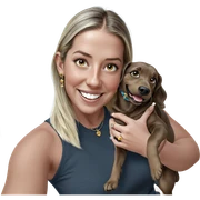 smiling girl with dog jewelry sticker
