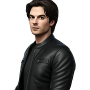intense gaze in leather jacket sticker